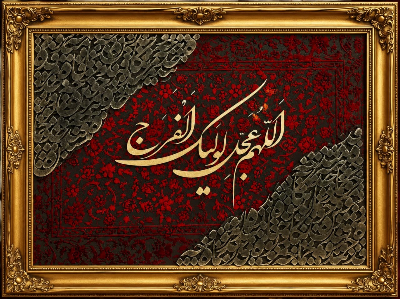 تابلو مخمل کالیگرافی اللهم عجل لولیک الفرج تابلو مهدوی