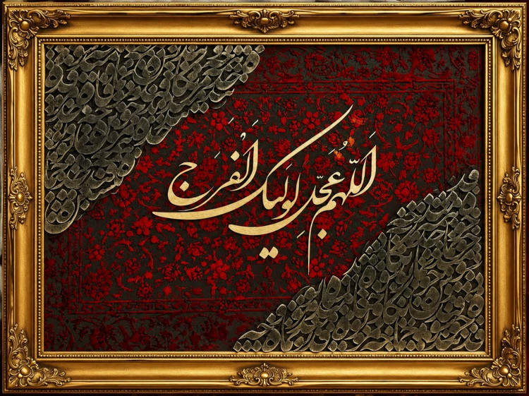 تابلو مخمل کالیگرافی اللهم عجل لولیک الفرج تابلو مهدوی